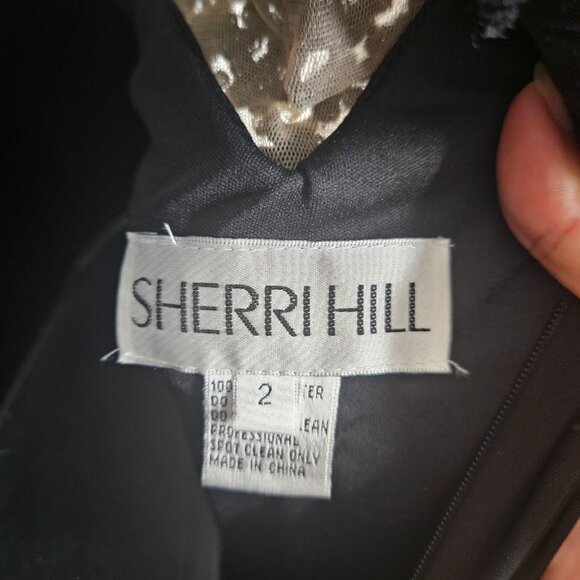 SHERRI HILL  Gown Maxi Dress Sz 2 Black Designer Wedding Guest Prom Black Tie - Picture 15 of 16